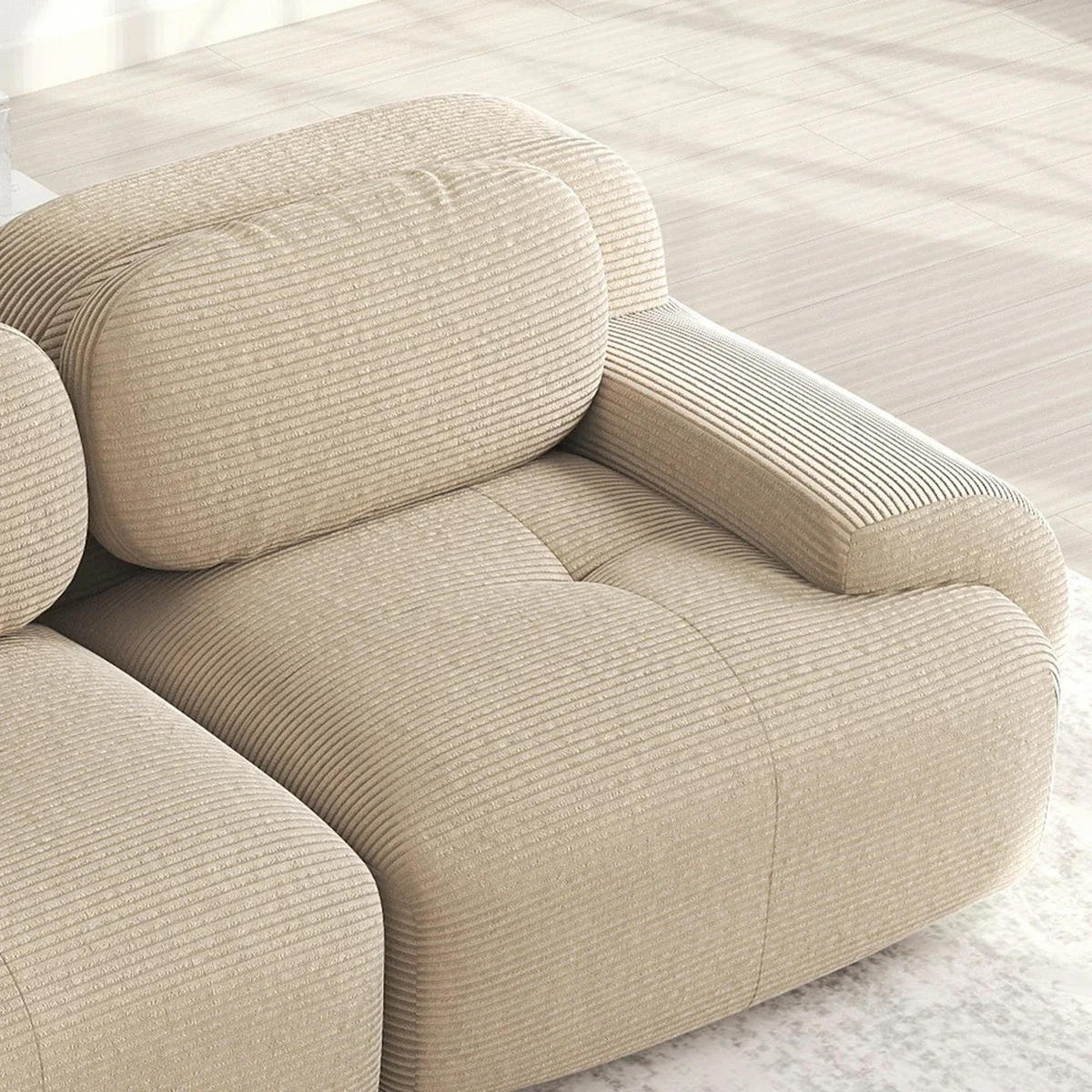 SOFA Loveseat mit gebogenen Armlehnen und rutschfester Unterseite, Beige - Beige, Textil (138/70/103cm) - Kaket