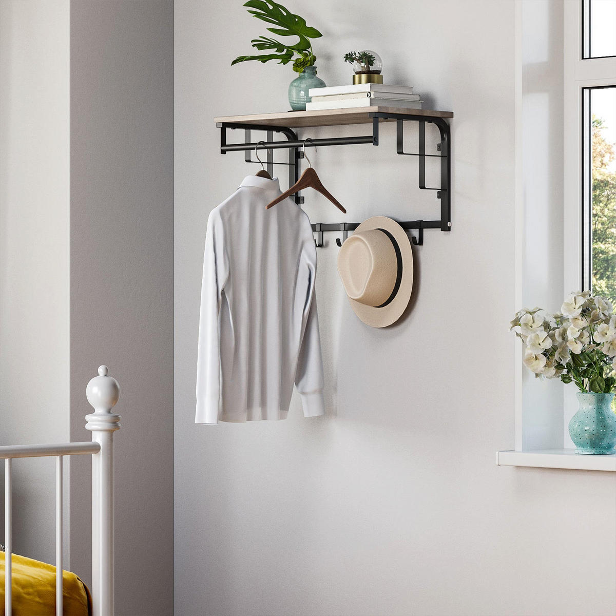 WANDGARDEROBE - Schwarz, Holzwerkstoff (30/27/66cm) - Hansiro