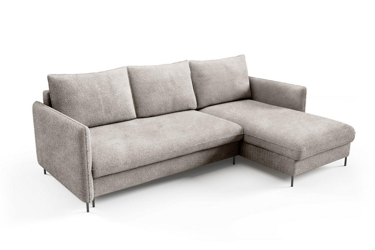 ECKSOFA Belis Boucle in Beige, Schlafsofa - Beige, Holzwerkstoff/Textil (216/165cm) - Bettso