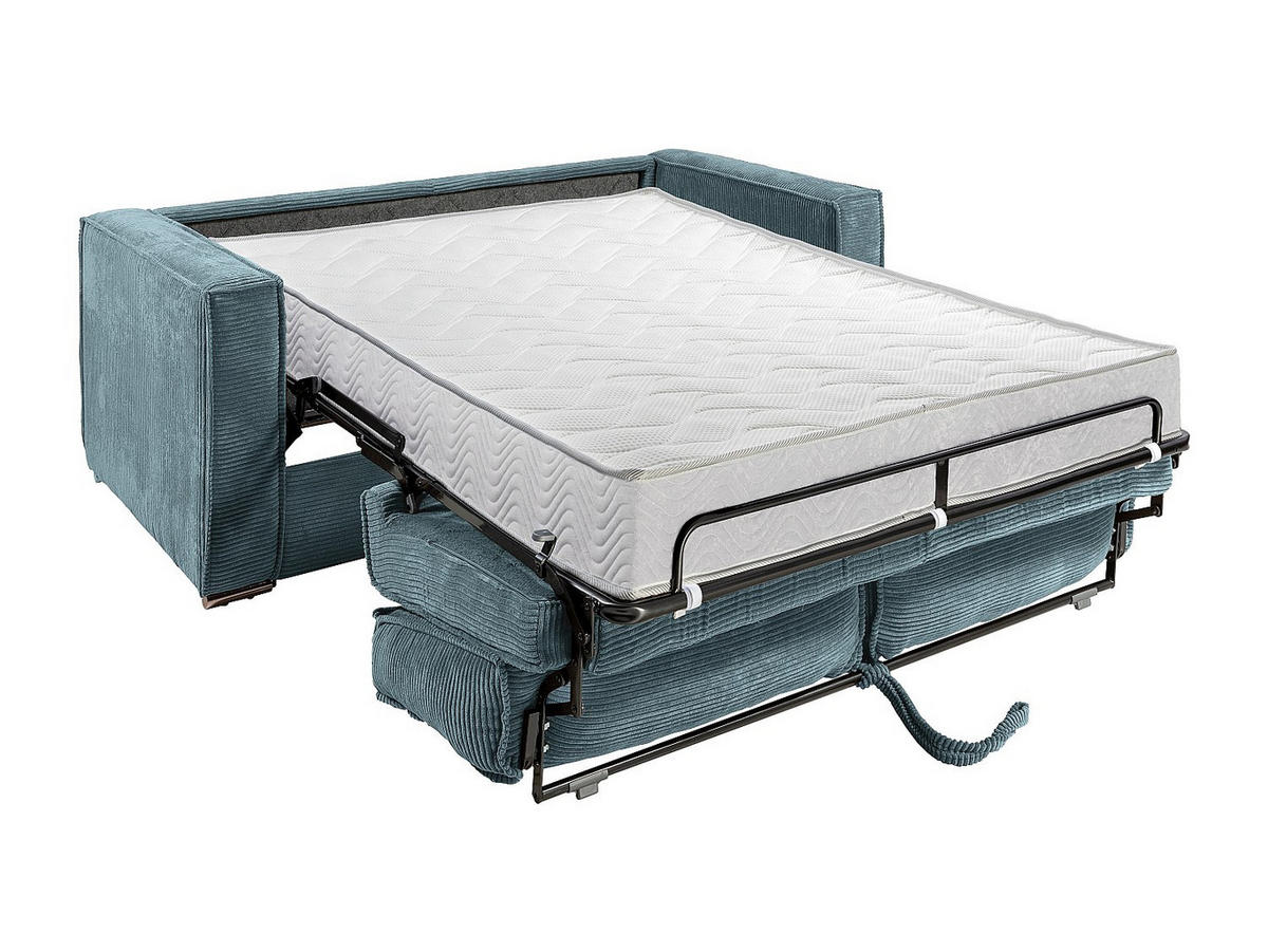 SCHLAFSOFA - 4 Personen - samt - türkisblau Loreto - Türkis, Textil (215/90/223cm) - Vente-Unique