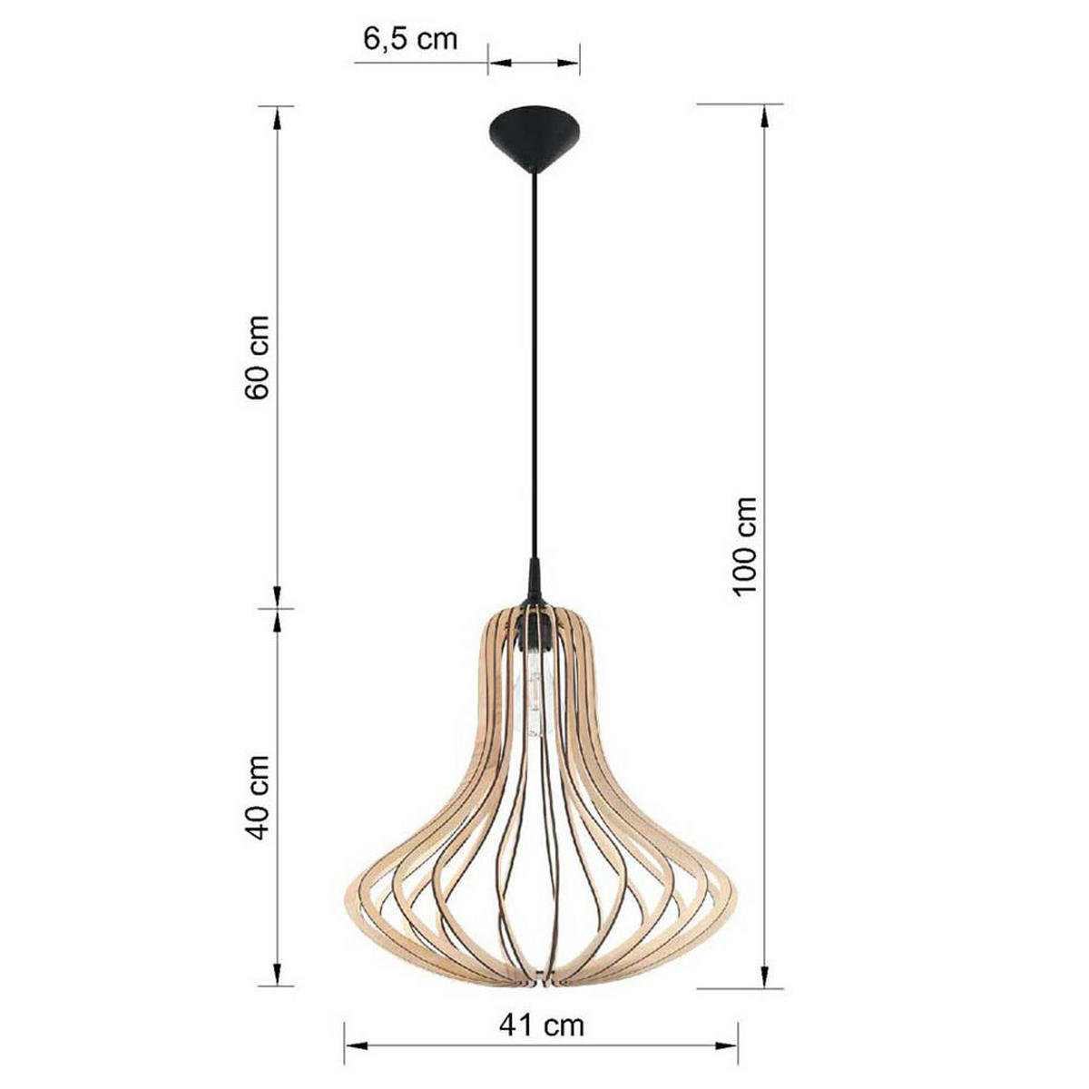 HÄNGELEUCHTE Holz Braun Lamellen - Braun, Holz (41/41/110cm)