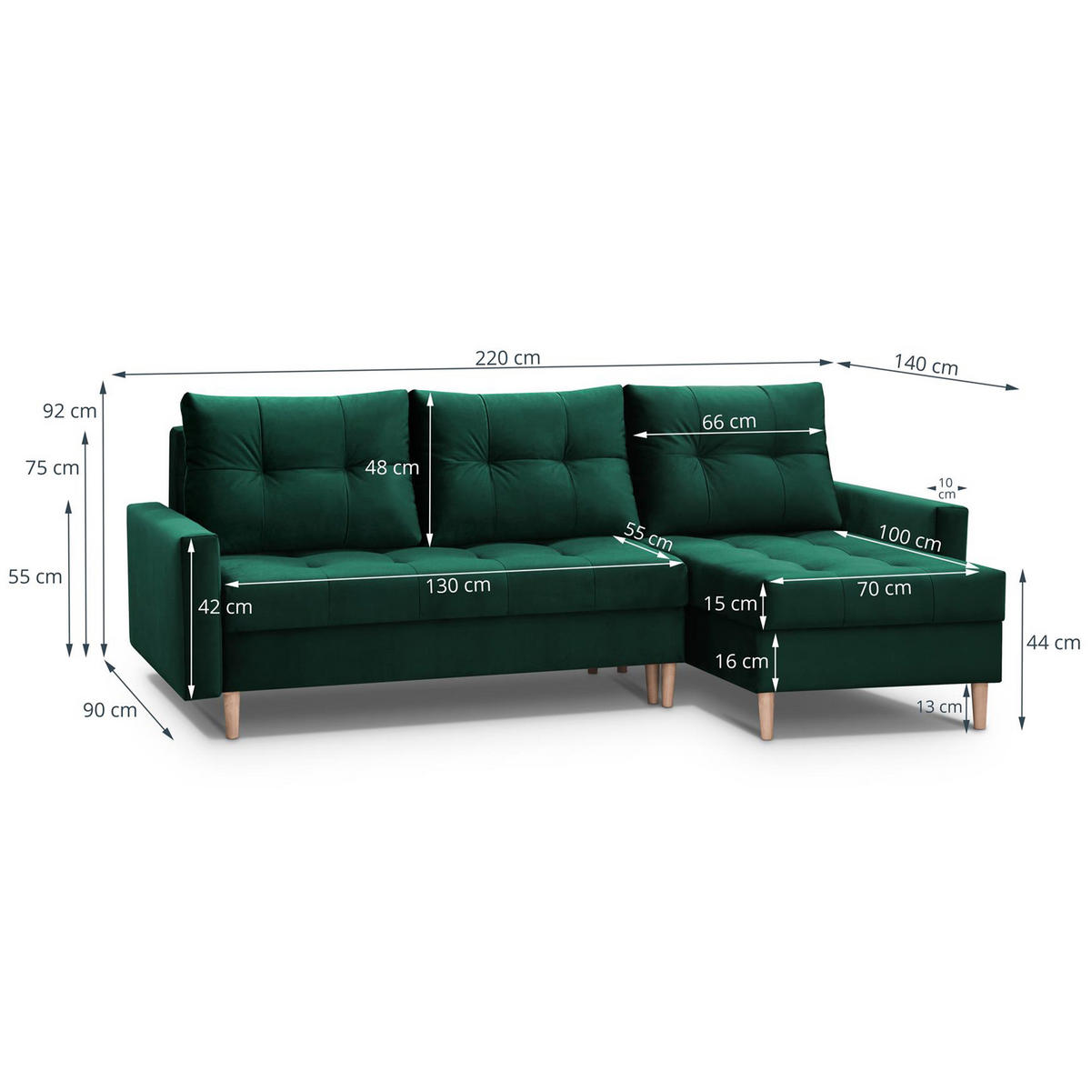 ROHOVÁ POHOVKA Halant s úložným prostorem, univerzální otoman, velurová látka, tmavě zelená - tmavě zelená, textil (220/140cm) - Beautysofa