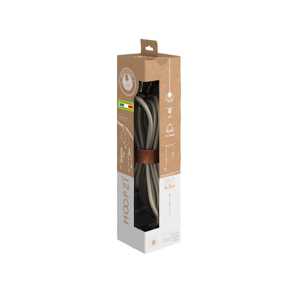 HÄNGELAMPE Bala mit Kabel und Schalter beige - Beige/Schwarz, Textil (450/1/450cm) - HOOPZI