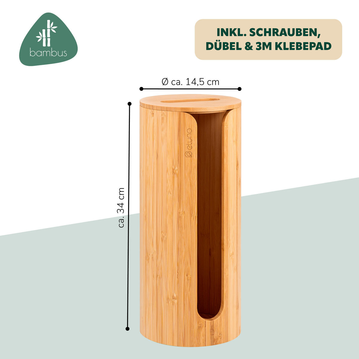 TOILETTENPAPIERAUFBEWAHRUNG, für 3 Rollen, Bambus - Braun, Holz (14.5/34/14.5cm) - eluno