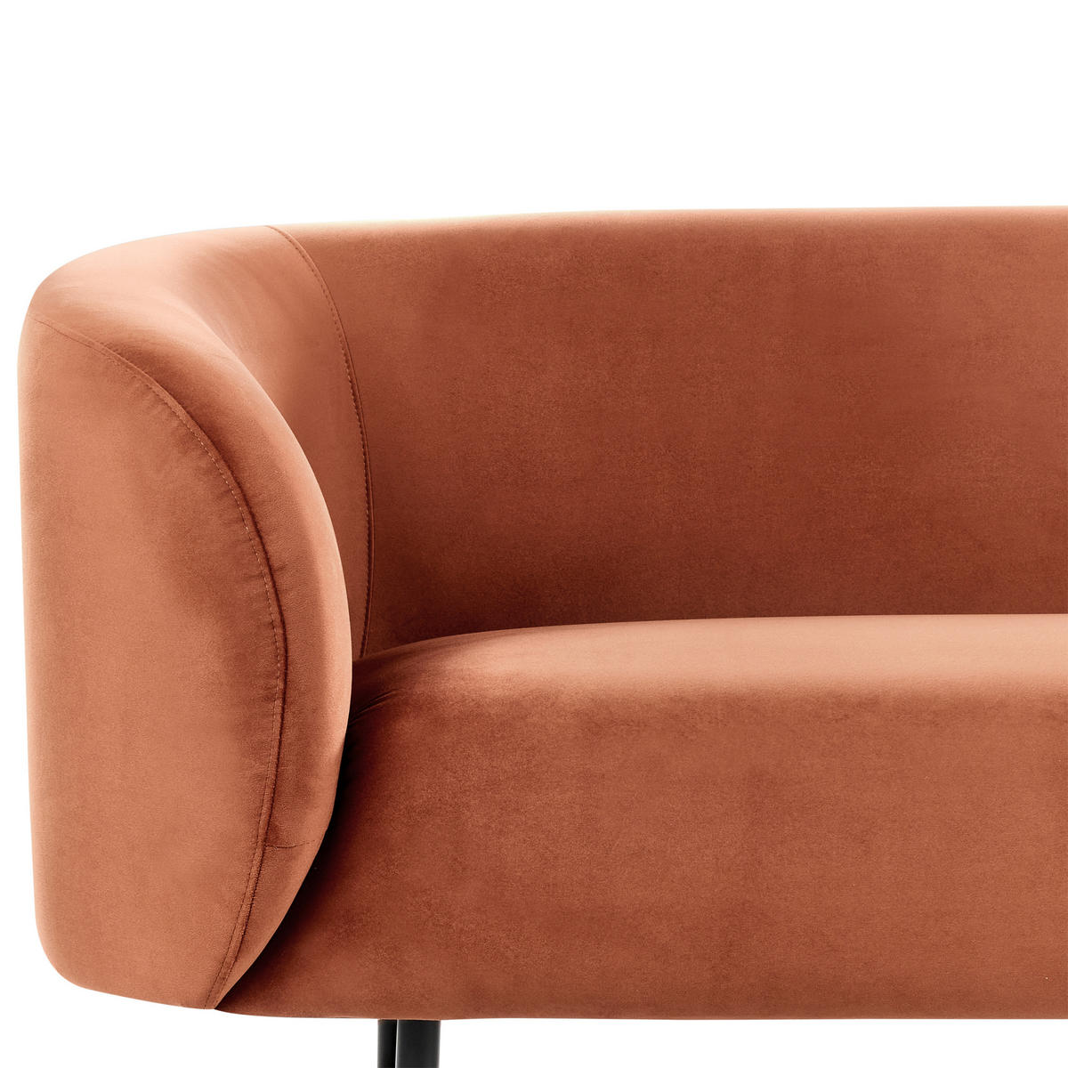 3-SITZER-SOFA Samtstoff orange/schwarz Loen - Schwarz/Orange, Textil (200/79/70cm) - Beliani