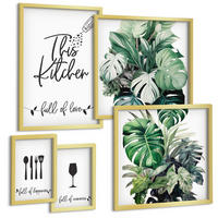 BILDER SET 5er Set - 50x50 cm & 20x30 cm & 40x60 cm Goldrahmen - Wasserfälle in grüner Umgebung - Goldfarben, Kunststoff (40/60cm) - TULUP