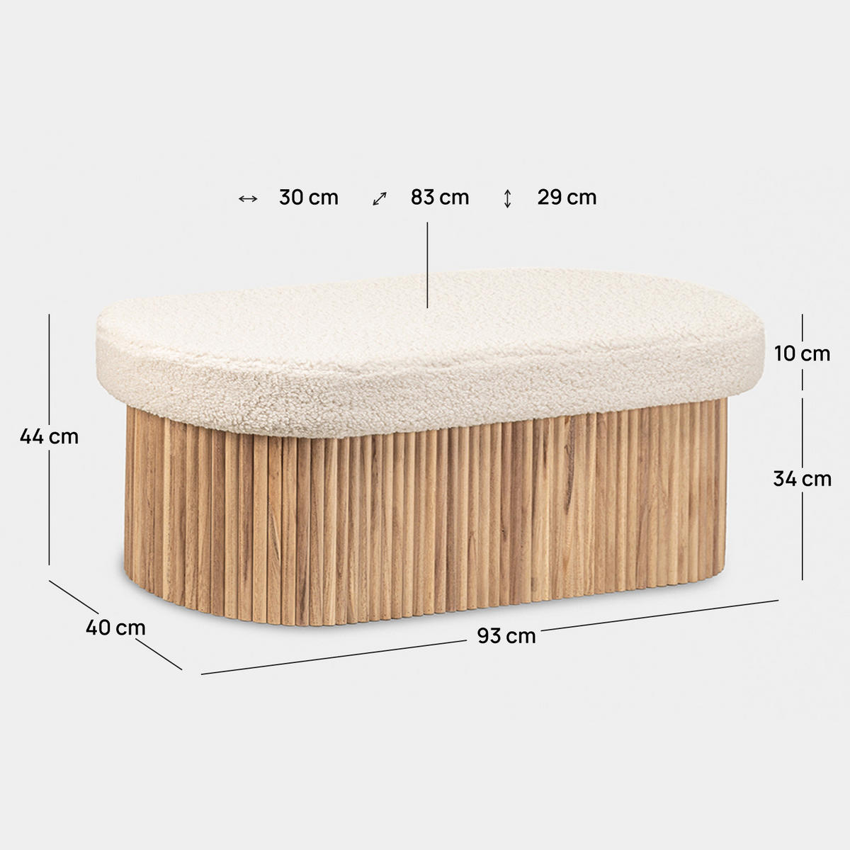 KOMMODE Naira Weiß 93 cm x 44 cm - Weiß, Textil (93/44/40cm) - Klast Home