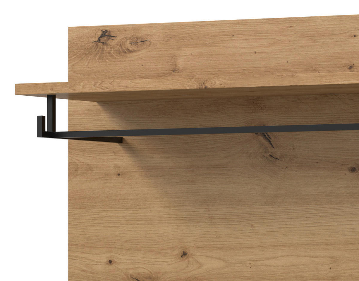 GARDEROBEN-SET weiß, Eiche Artisan 7-teilig, Komplett-Set mit Soft-Close und Sitzkissen - Weiß, Glas/Holzwerkstoff (255/190/37cm) - Inn.Furn