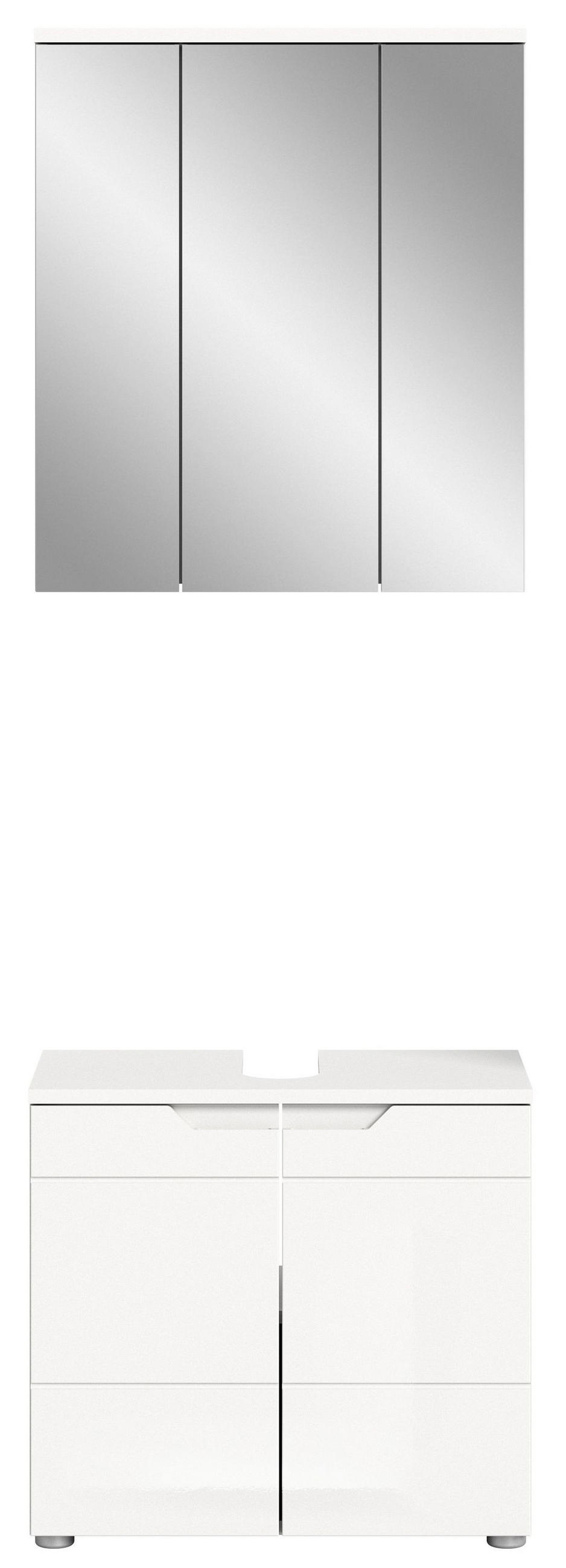BAD-SET SOLERO 2-tlg. (B/H/T: ca. 63/193/34 cm) in Weiß/weiß hochglanz - Weiß, Holzwerkstoff (63/193/34cm)