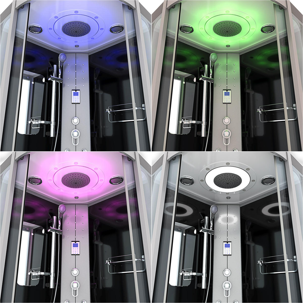 DAMPFDUSCHE Dusche D46-03T2-EC sw 80x80 - Schwarz, Glas/Kunststoff (80/80/215cm) - AcquaVapore by Sandra Jentho