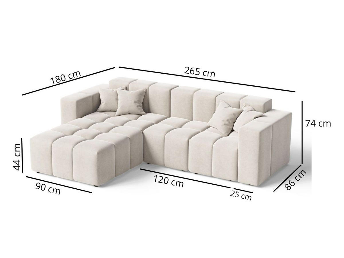 ECKSOFA Loopo Beige Links - Beige, Holz/Textil (265/180cm) - Graingold
