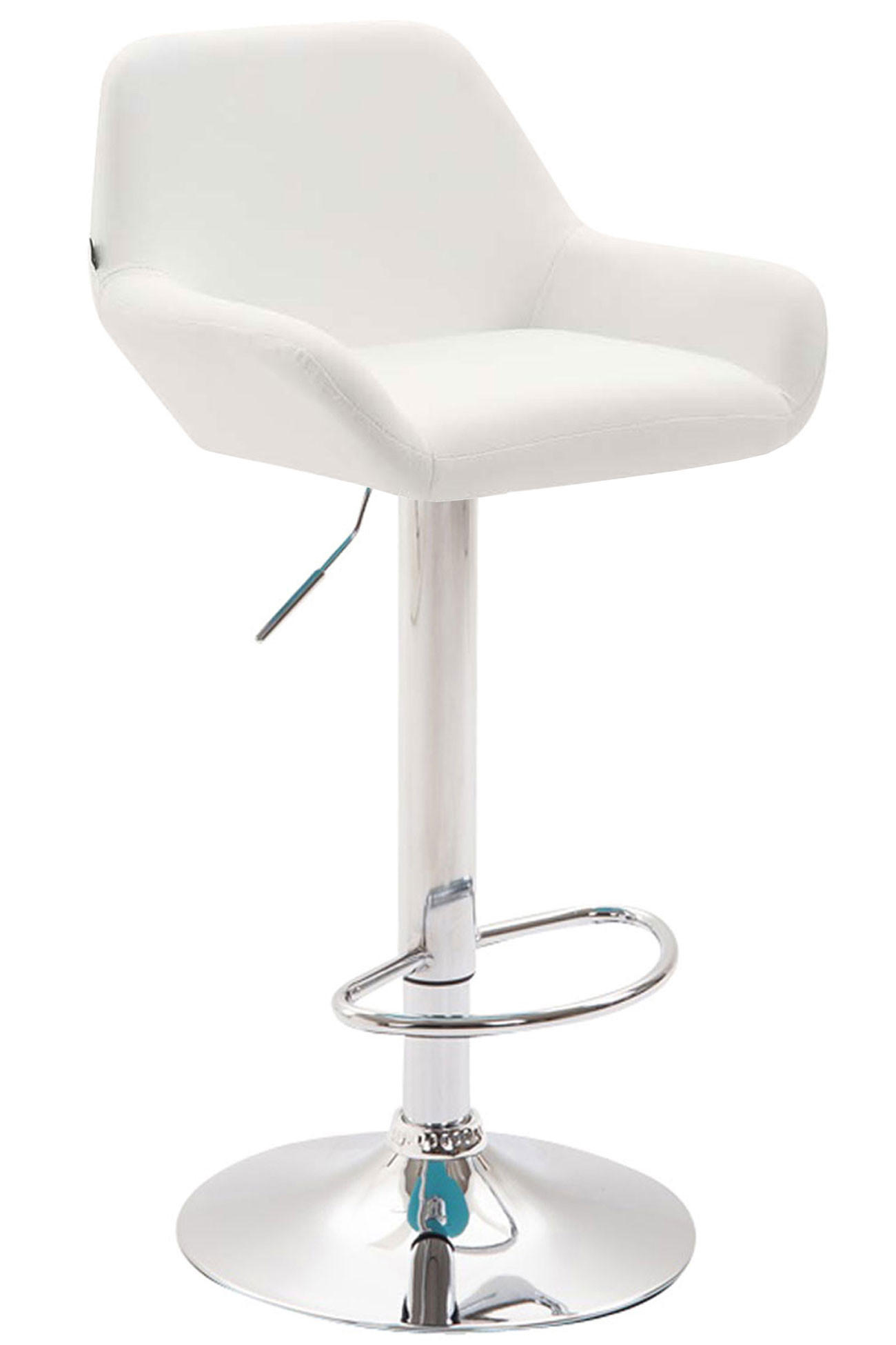 BARHOCKER DUBLIN Weiß Kunstleder Chrom - Weiß, Leder/Metall (51/89/52cm) - DELUKE