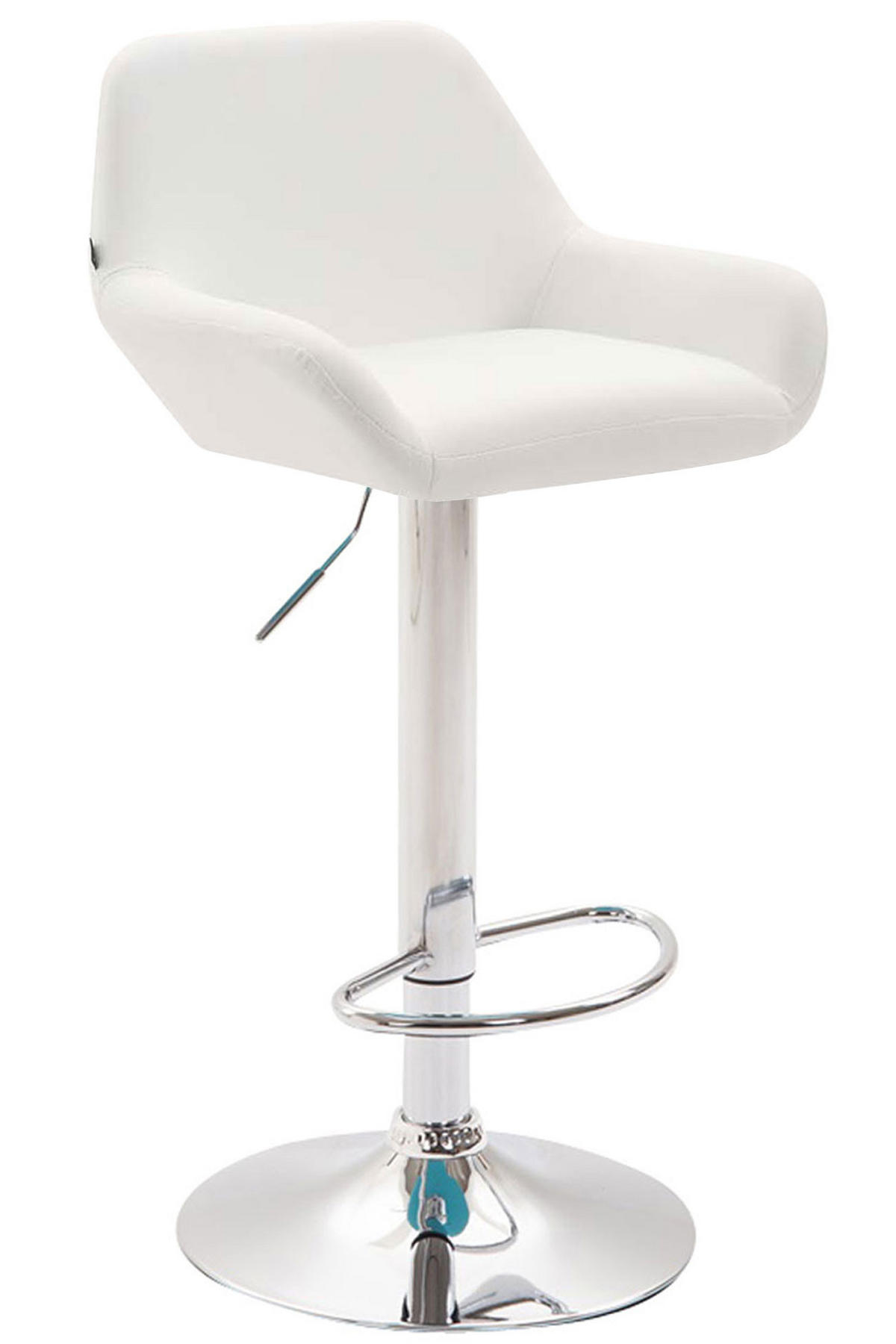 BARHOCKER DUBLIN Weiß Kunstleder Chrom - Weiß, Leder/Metall (51/89/52cm) - DELUKE