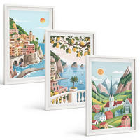 BILDER SET 3er Set - 40x60 cm Weißer Rahmen - Landschaften, Meer, Zitrusfrüchte - Weiß, Kunststoff (40/60cm) - TULUP