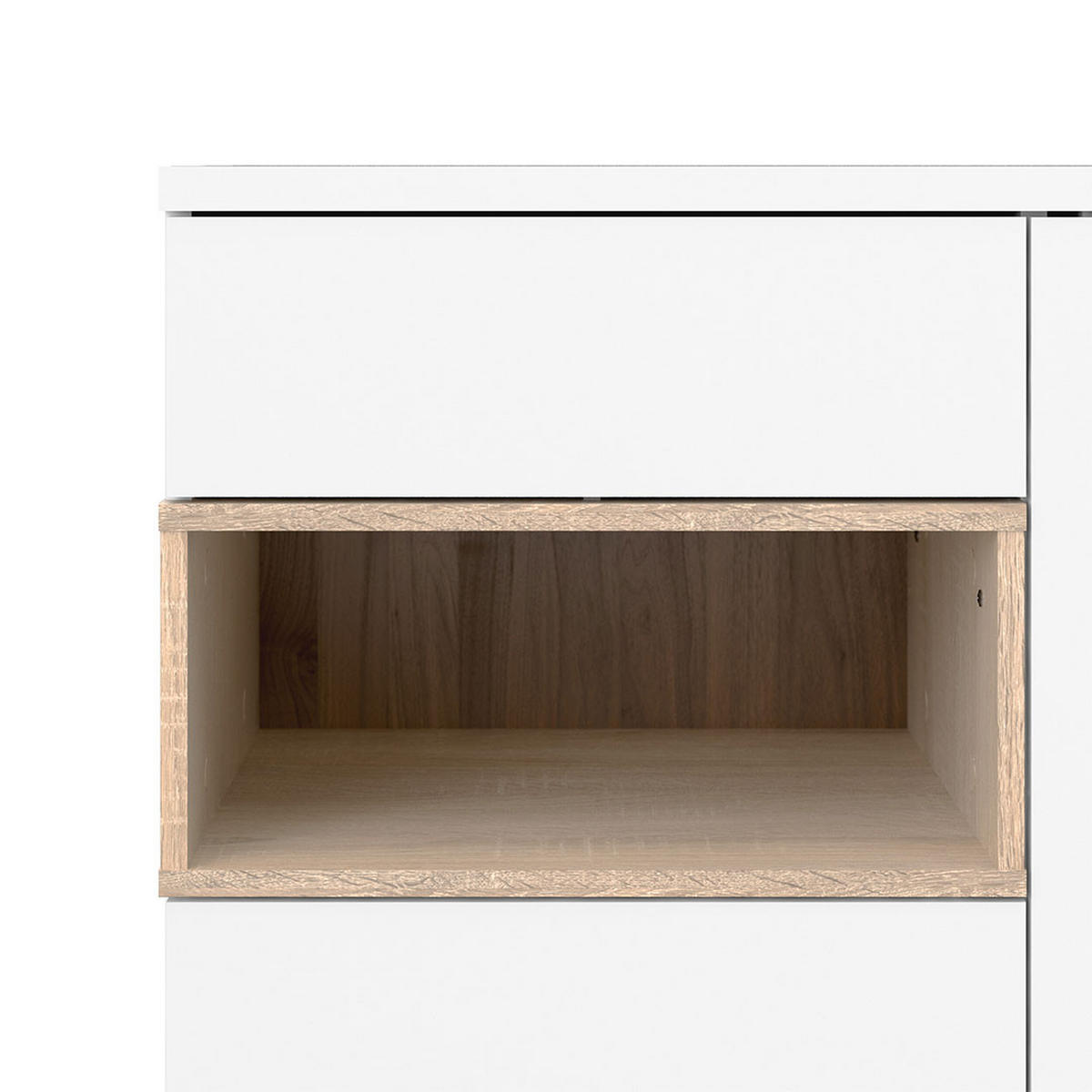 SIDEBOARD Ringe Weiß 89/37/119 cm - Weiß, Holzwerkstoff (89/119/37cm) - ebuy24