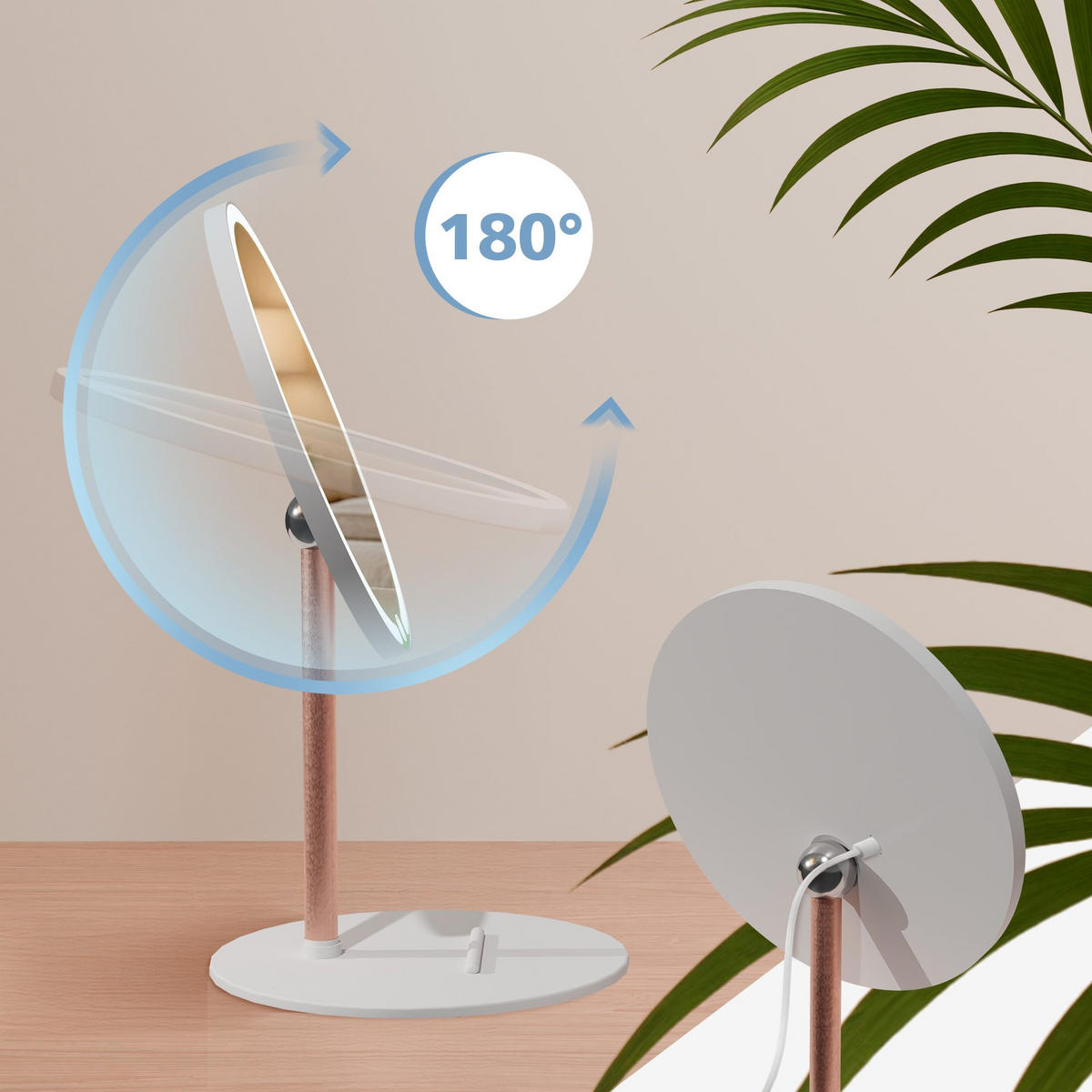 SCHMINKSPIEGEL rund 19 cm Kunststoff Weiß - Weiß, Kunststoff (19/31/19cm) - CLP