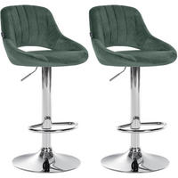 BARHOCKER 2er Set Milos Samt C grün - Chromfarben/Grün, Textil/Metall (47/106/48cm) - TPFLiving