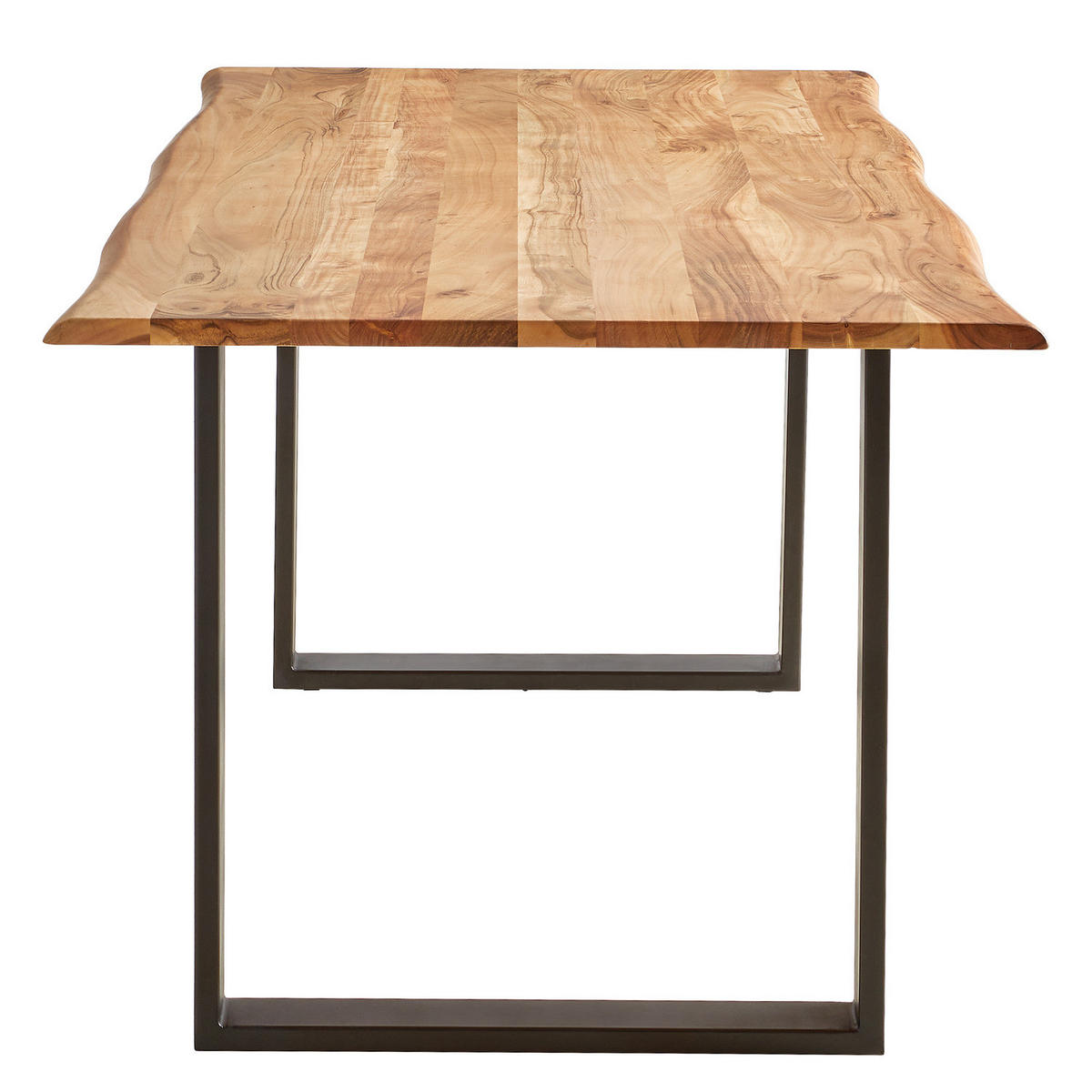 ESSTISCH mit Massivholzplatte - Metall / Massivholz - Akazie Braun / Schwarz - Schwarz/Braun, Holz/Metall (90/160/76cm) - home24