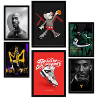 POSTER Set Mit 6 Ikonischer Basketball König James Jordan Nike A3 & A4 Schwarzer Rahmen - Schwarz, Papier (29/3cm) - Nacnic