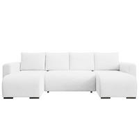 WOHNLANDSCHAFT DORA U mit Bettkasten und Schlaffunktion, U-Form, bequem - Weiß, Textil (305/85/140cm) - Storez24