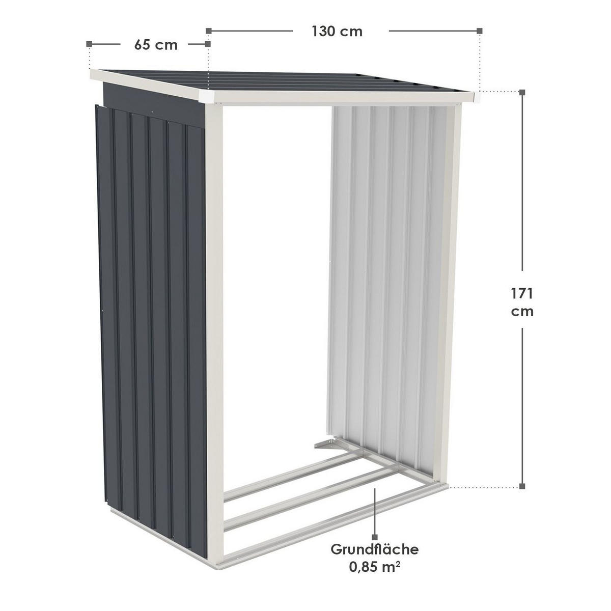 GERÄTESCHUPPEN M mit Holzunterstand rechts - Anthrazit, Metall (213/173/130cm) - Juskys