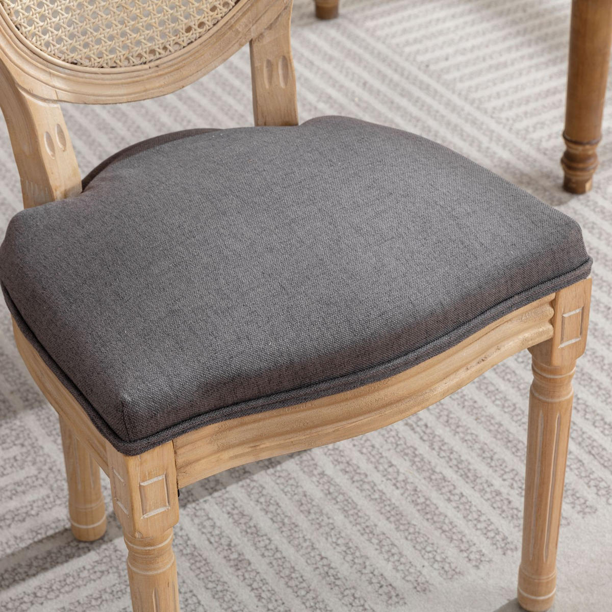ESSZIMMERSTÜHLE 2er Set Medaillonstuhl mit Wiener Geflecht, Grau - Beige/Naturfarben, Holz (49/95/59.5cm) - LVHOM