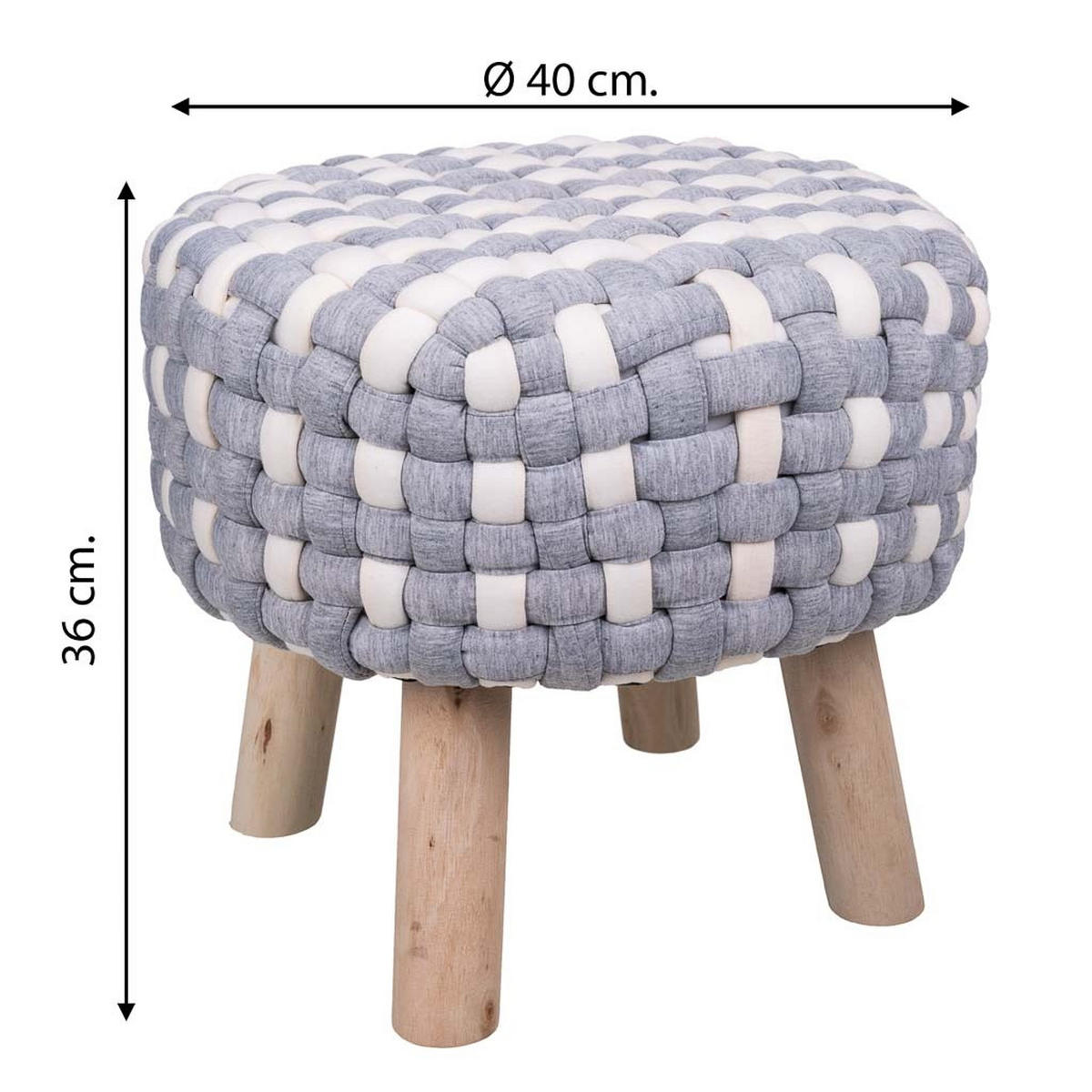 HOCKER aus Holz und Baumwolle, grau, 40x36cm - Multicolor, Holz (40/36/40cm) - Wanderlust