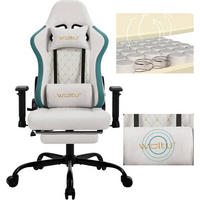 GAMINGSTUHL mit Massagefunktion, Tech-Stoff, Blau+Weiß - Blau/Schwarz, Kunststoff/Textil (70/121.5/57.5cm) - Woltu