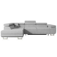 ECKSOFA mit Schlaffunktion und Bettkasten GUSA-L 272x202x107 cm Grau Bouclé - Silberfarben/Hellgrau, Holzwerkstoff/Textil (202/272cm) - ALTDECOR