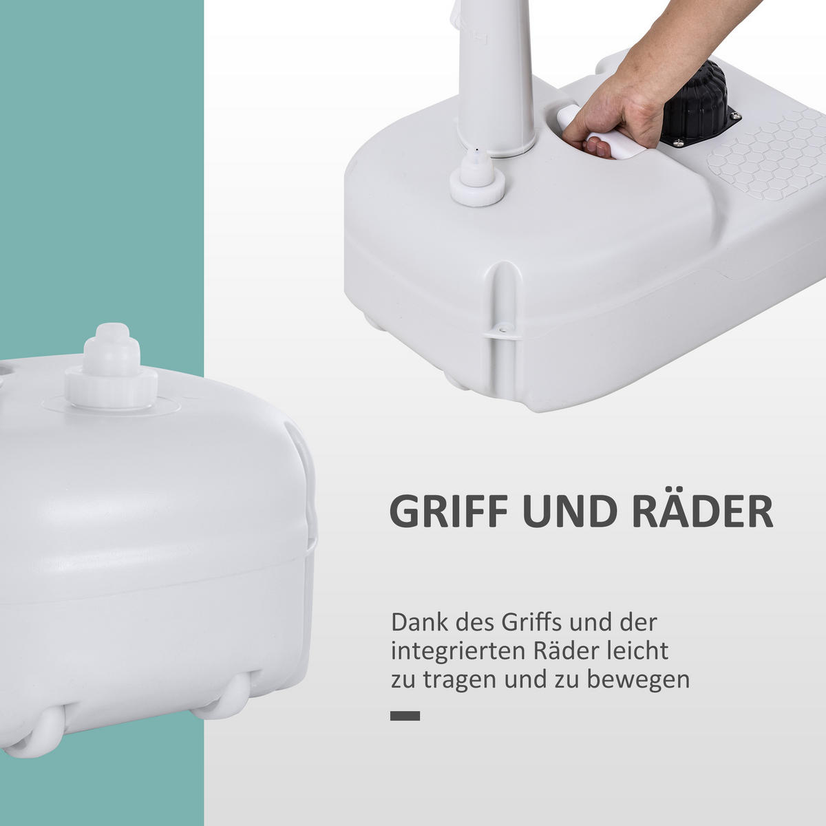 WASCHBECKEN, HDPE, Grau, 51L x 33,5B x 103H cm - Hellgrau, Kunststoff (33.5/103/51cm) - Outsunny