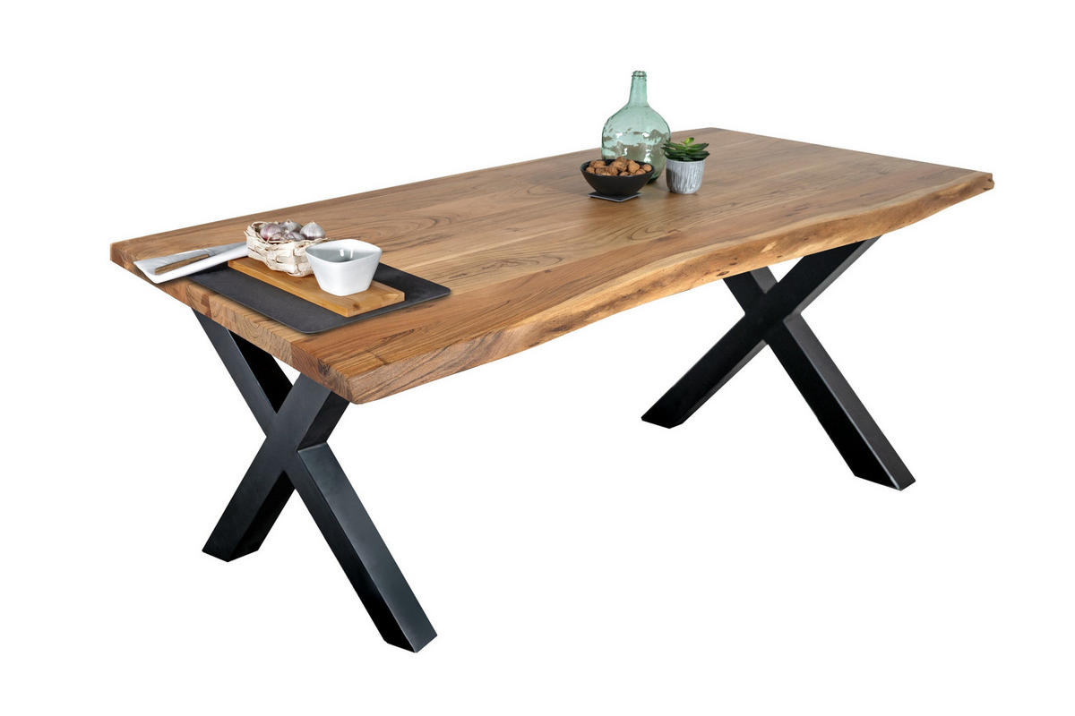 ESSTISCH TOMASO - Beige/Schwarz, Holz/Metall (85/160/77cm) - SAM