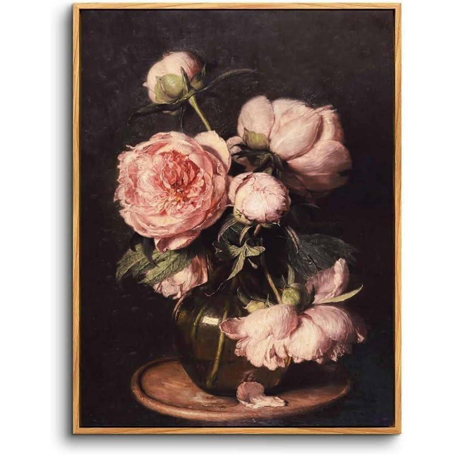 LEINWANDBILD mit Rahmen Pfingstrosen Rosa 30 x 40 cm - Rosa, Holz (30/0.5cm)