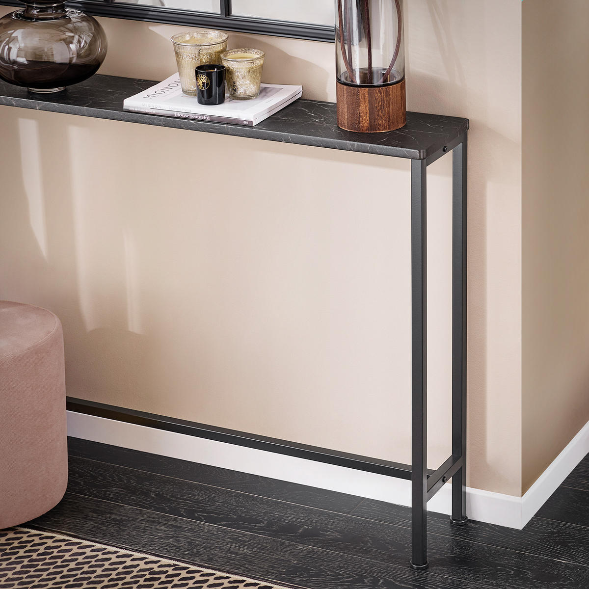 KONSOLENTISCH Schwarz - Schwarz, Holzwerkstoff/Metall (20/120/80cm) - SoBuy