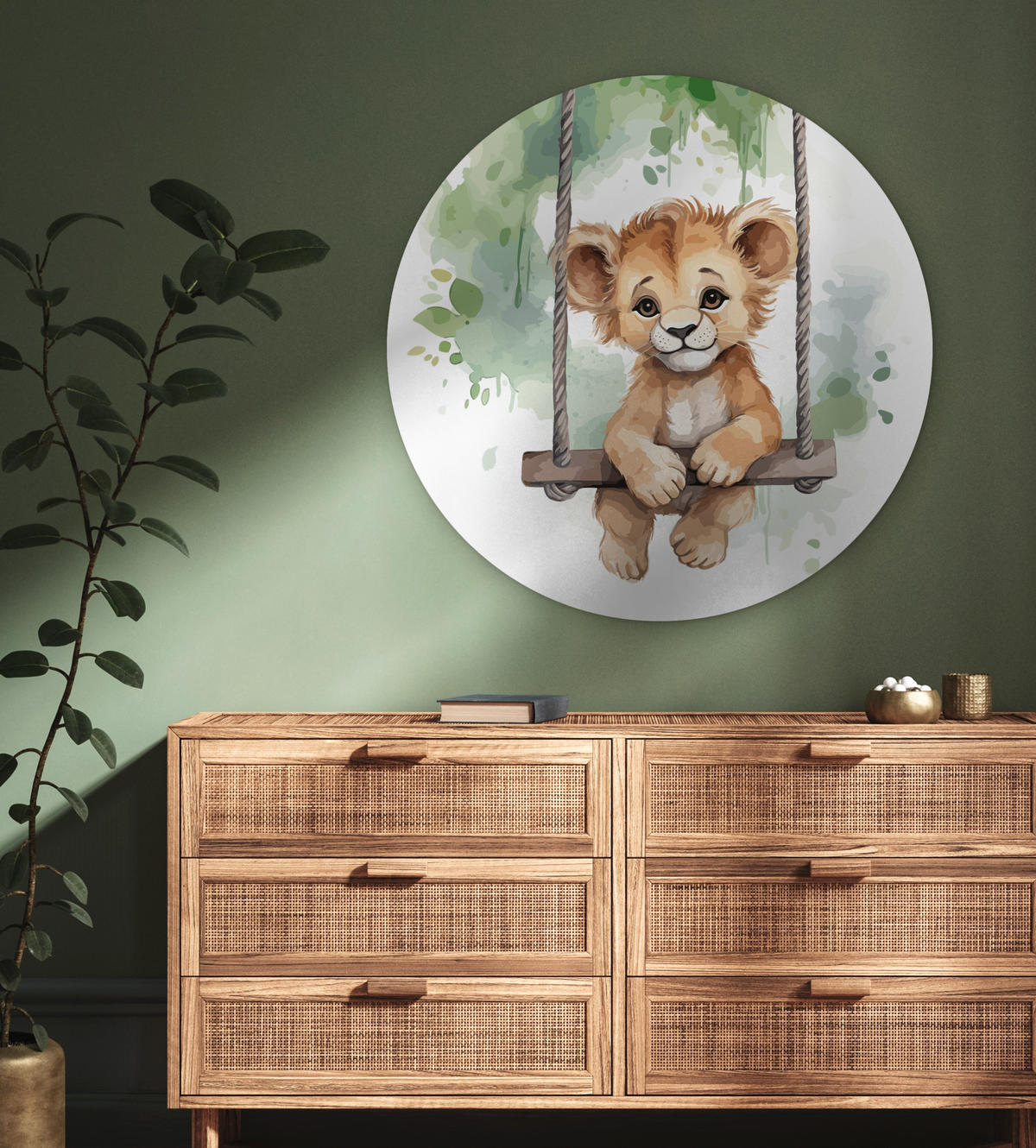 WANDBILD Löwe - Tier - Kinder - Dschungel 90x90 cm - Hellbraun, Kunststoff (90/90cm) - MuchoWow