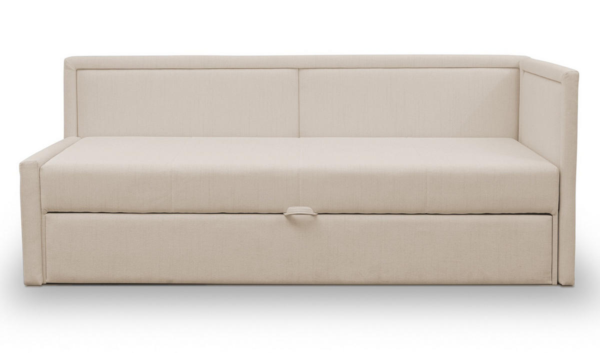 JUGENDBETT Caprili Hellbeige ausziehbar für 2 Personen - Ecru/Schwarz, Holz/Textil (82/189cm) - Selsey