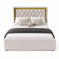 POLSTERBETT 140/200 mit Bettkasten LED und USB in Beige - Beige, Holzwerkstoff/Textil (140/200cm) - EVRYAE