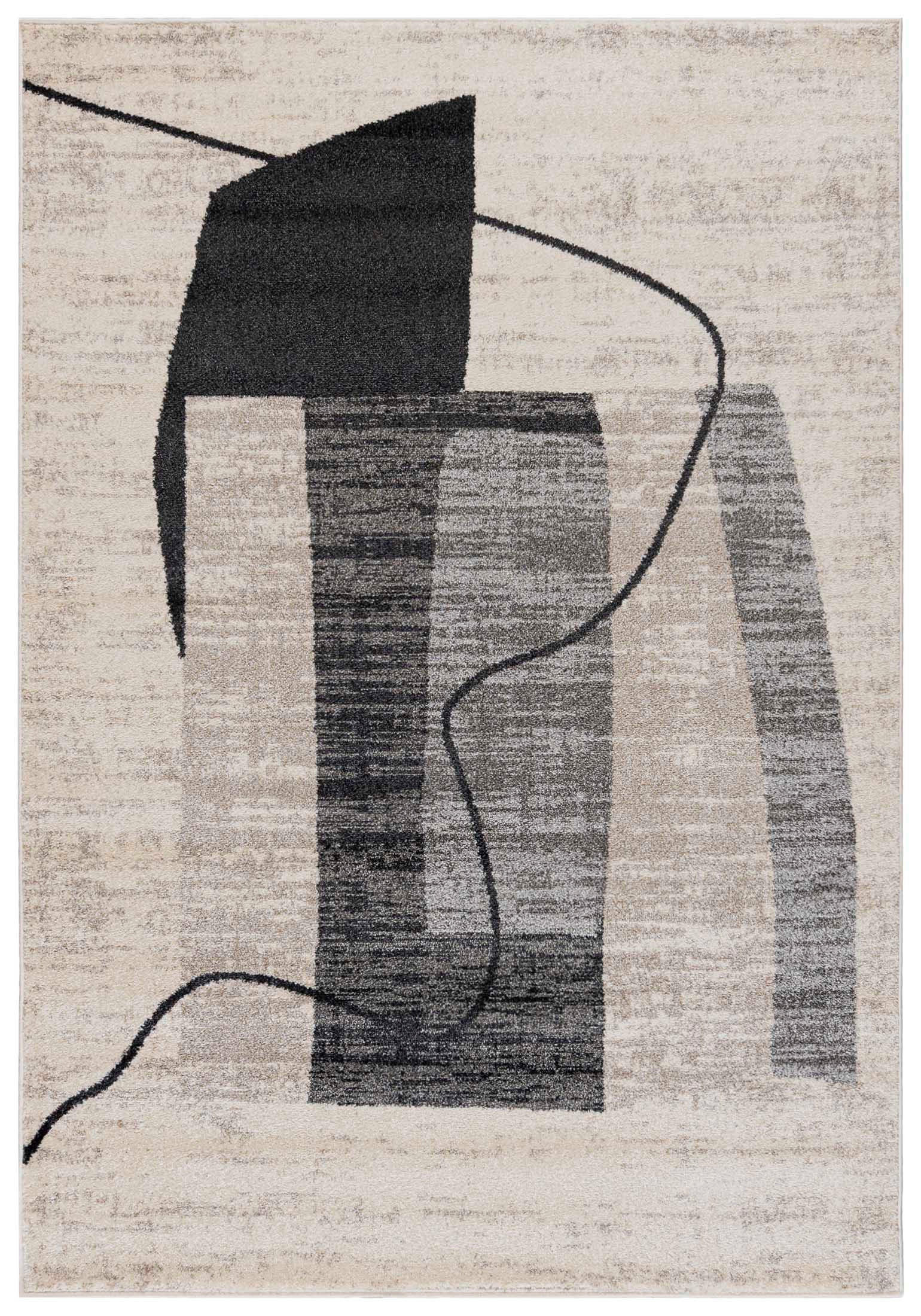 TEPPICH Beige Geometrisch In-Outdoor Pflanzlich Kurzflor Rechteckig 140 x 200 cm - Dunkelgrau, Textil (140/200cm) - Mazovia