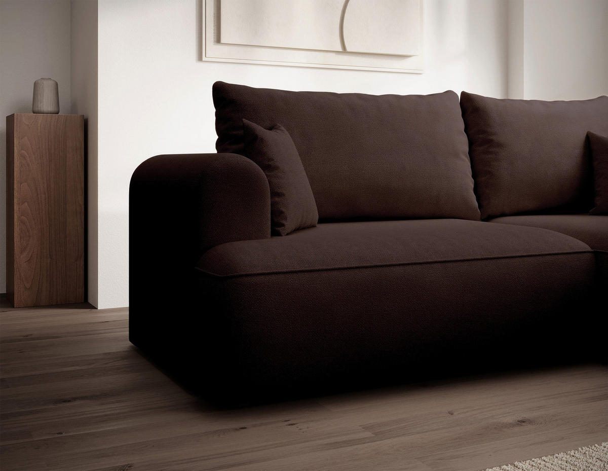 ECKSOFA Ovo Mini Braun rechts - Schwarz/Braun, Kunststoff/Textil (156/238cm) - Selsey