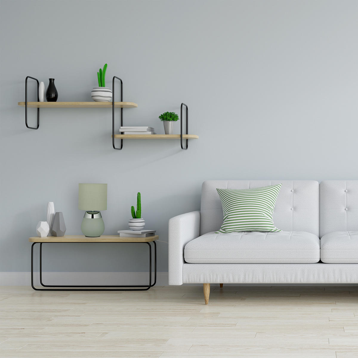TISCHLAMPE - Grün, Kunststoff/Textil (18/18/32cm) - Relaxdays