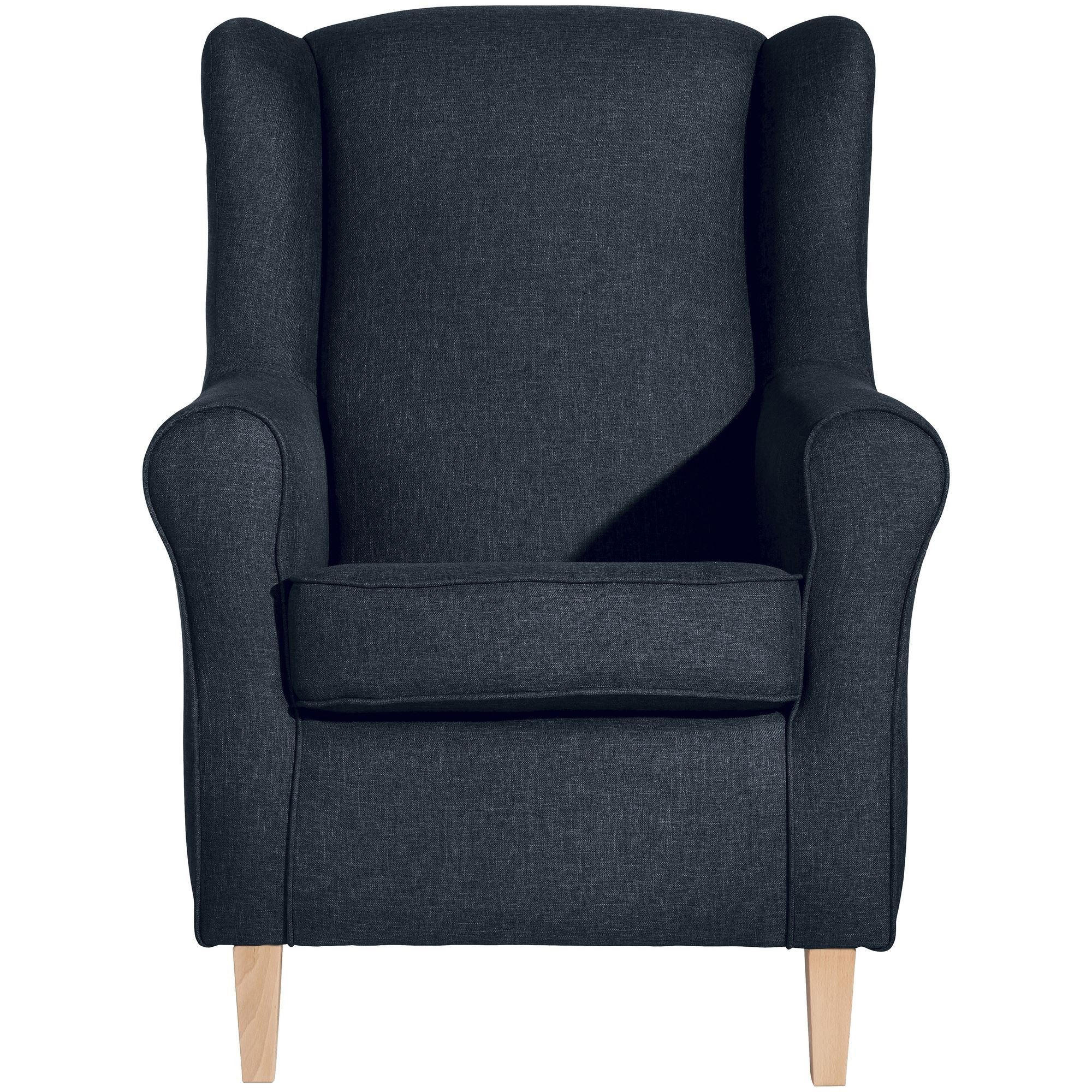 OHRENSESSEL Karlen Bezug Flachgewebe Buche natur / blau - Blau/Buchefarben, Kunststoff (86/103/77cm) - 58aufmkessel