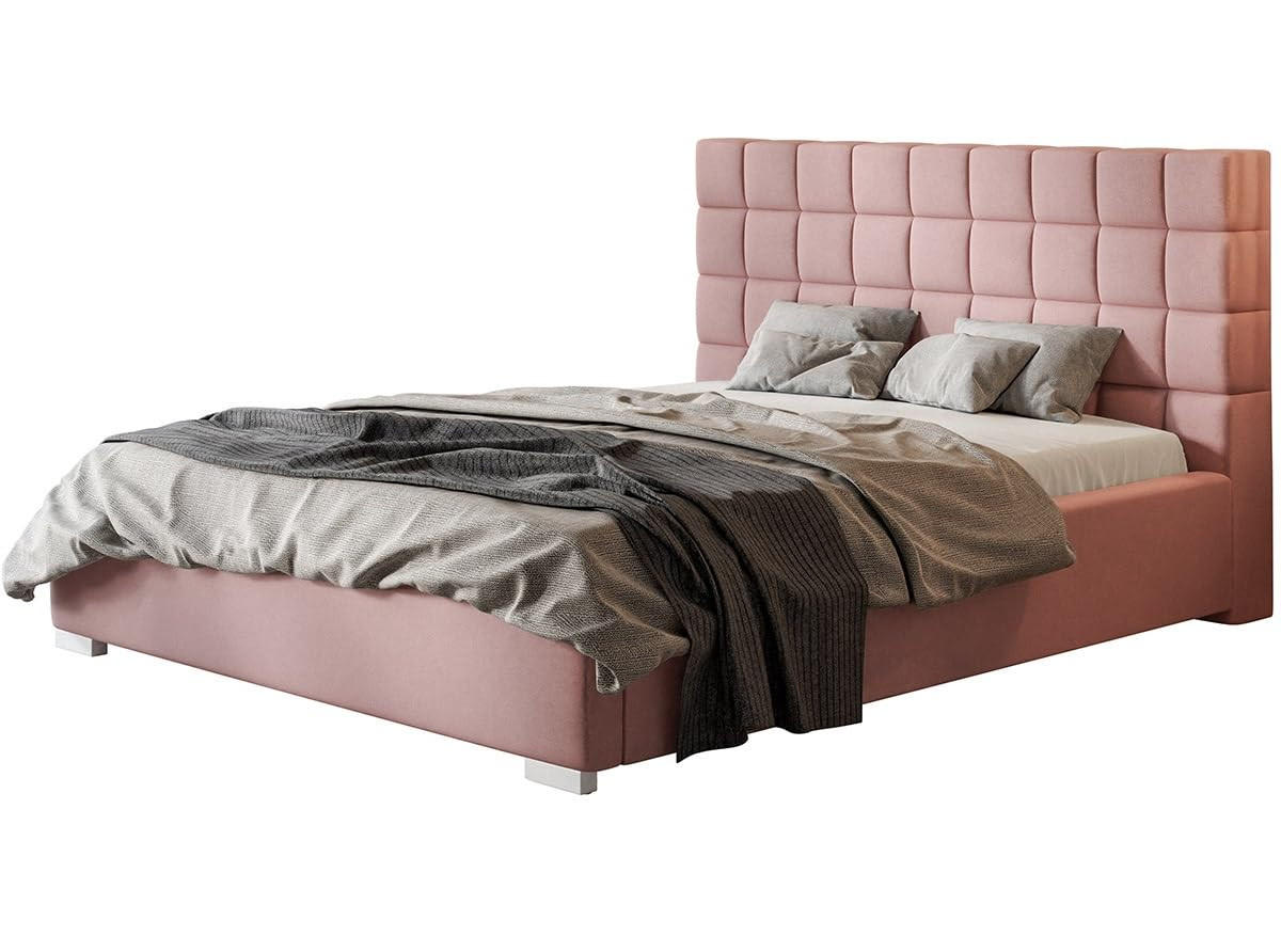 POLSTERBETT Porto mit Kopfteil, 160x200 cm, Doppelbett mit Bettkasten und Lattenrost aus Holz, Velourstoff Grau - Grau, Holz/Textil (160/200cm) - Alpi-Möbel