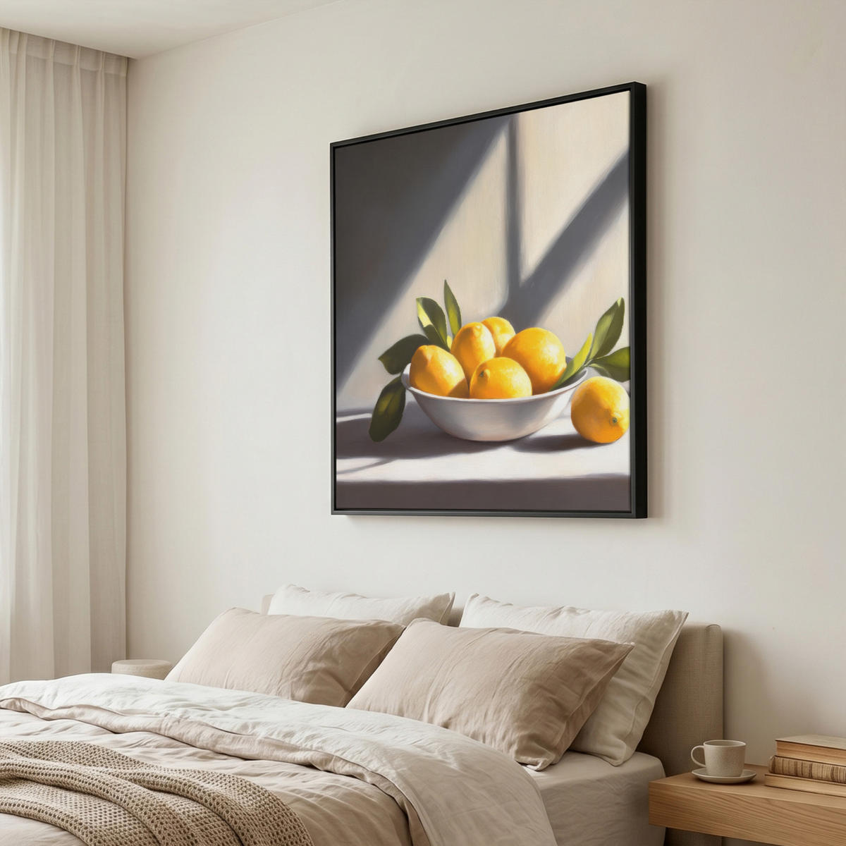 LEINWAND Bilder mit Rahmen - Zitronen - Stilleben - Gelb - 90x90 - Gelb, Textil (90/90cm) - MuchoWow