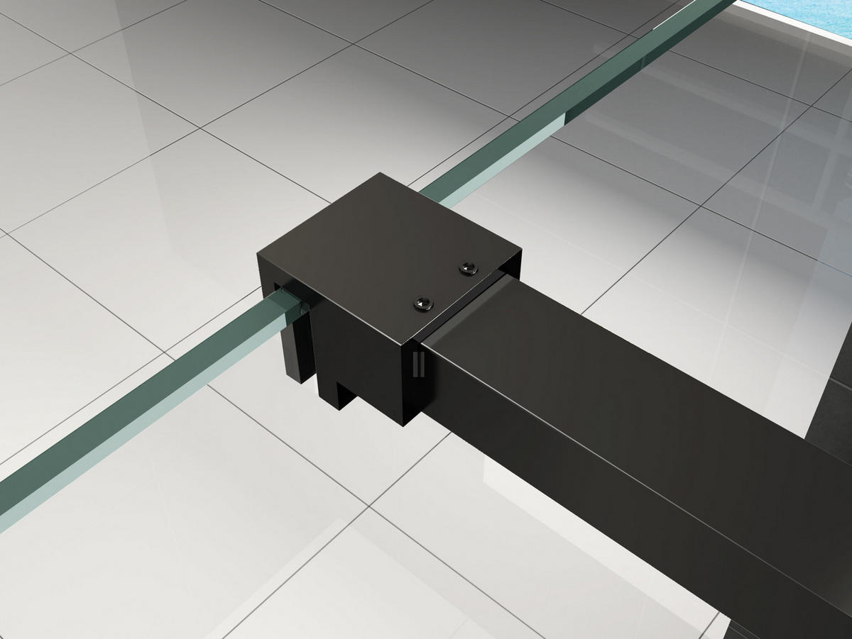 DUSCHWAND TIPO Schwarz 70 x 200 cm mit schwarzen Anbauteilen 8 mm ESG - Schwarz, Glas (70/200cm) - Glasdeals