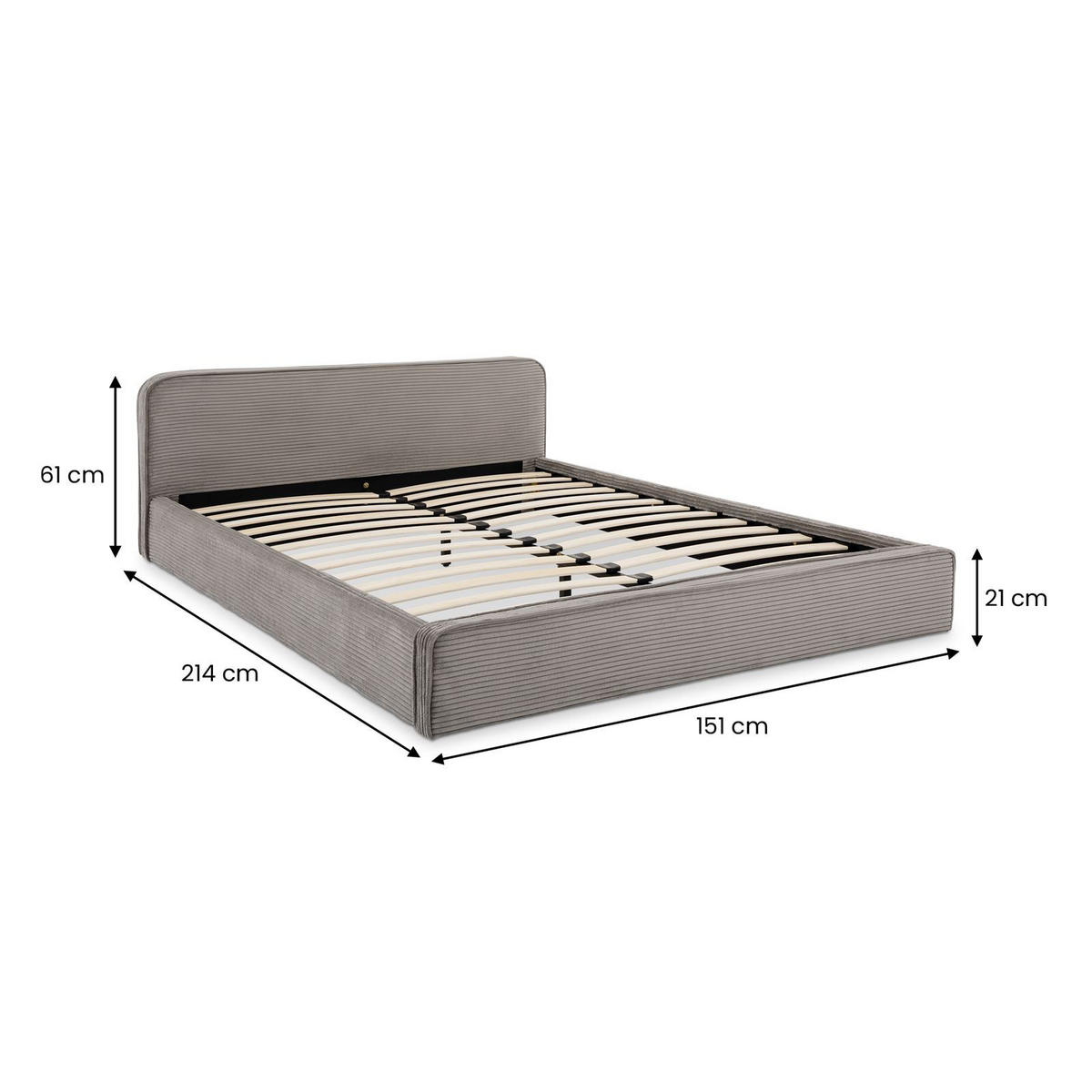 POLSTERBETT CURSIO 140x200 cm grau - Grau, Textil (140/200cm) - IDIMEX