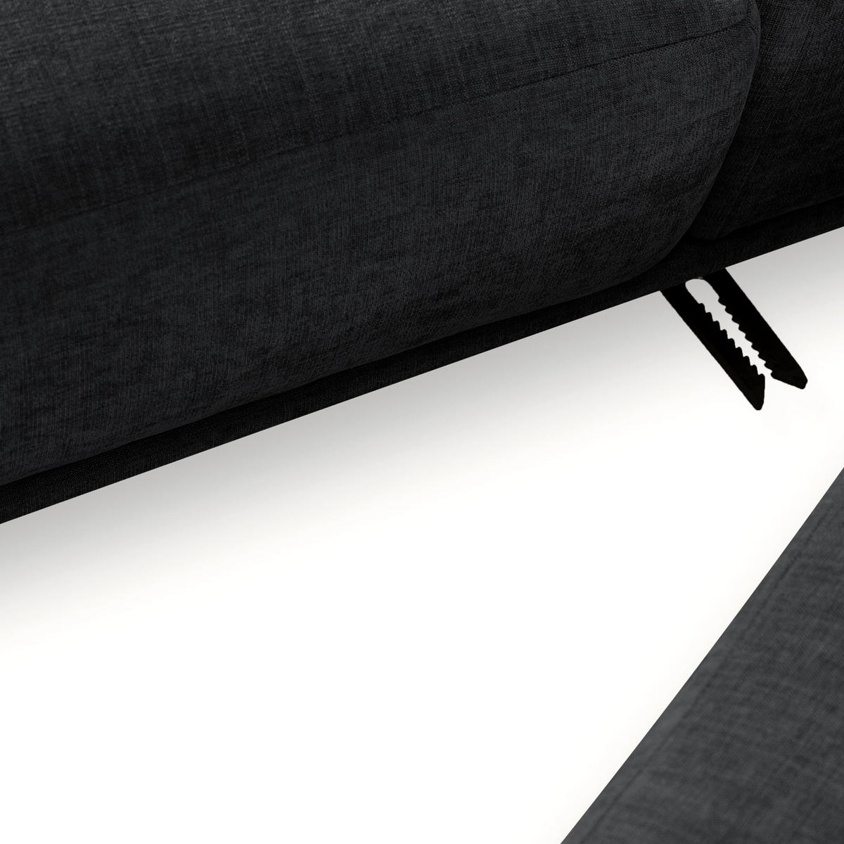 ECKSOFA-LINKS FOSERO, Chenille-Stoff - Anthrazit/Buchefarben, Holz/Holzwerkstoff (204/155cm) - KONSIMO®