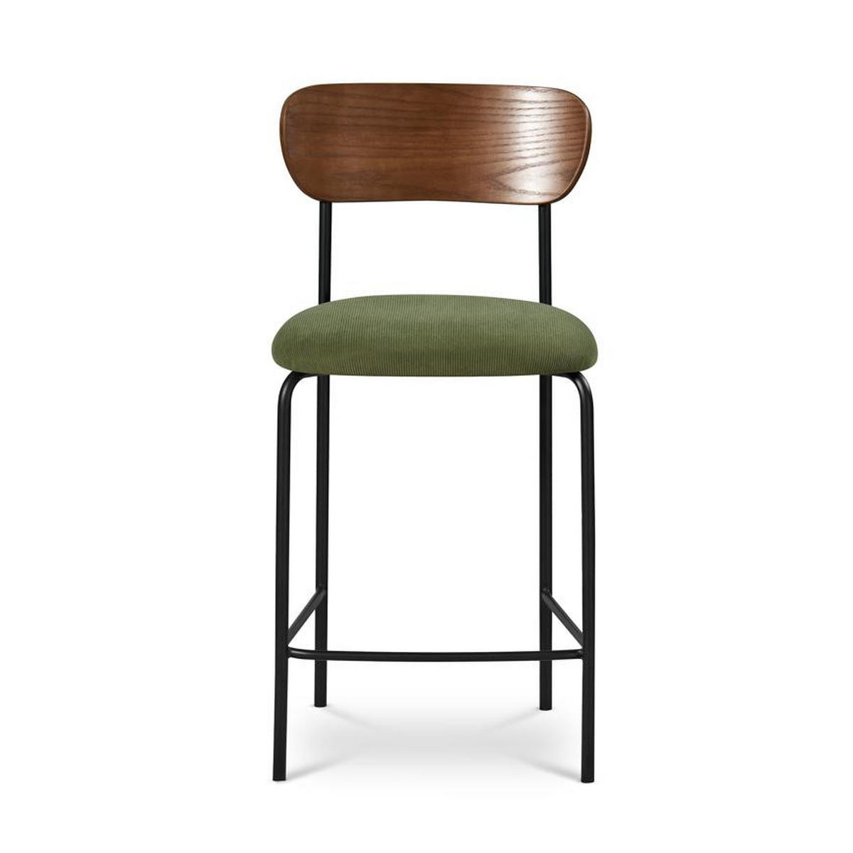 BARHOCKER 2er-Set Olivia skandinavischen aus khakifarbenem Cord - Beige/Schwarz, Textil/Metall (46/95.5/52.5cm) - Sicaan