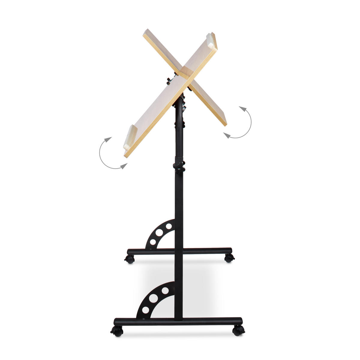 BORD Gult höjdjusterbart för bärbar dator - Ljusbrun, Träbaserade material/Metall (50/80/110cm) - Relaxdays