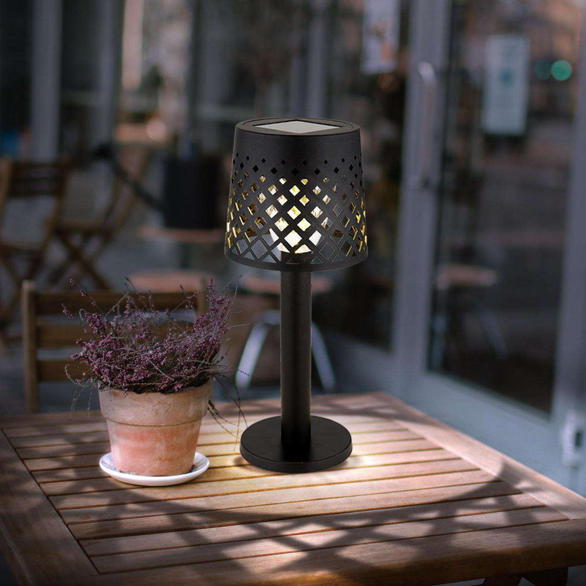 LED AUSSENLEUCHTE Schwarz Matt Dekorstanzungen - Schwarz, Kunststoff (9/9/21cm) - Globo Lighting