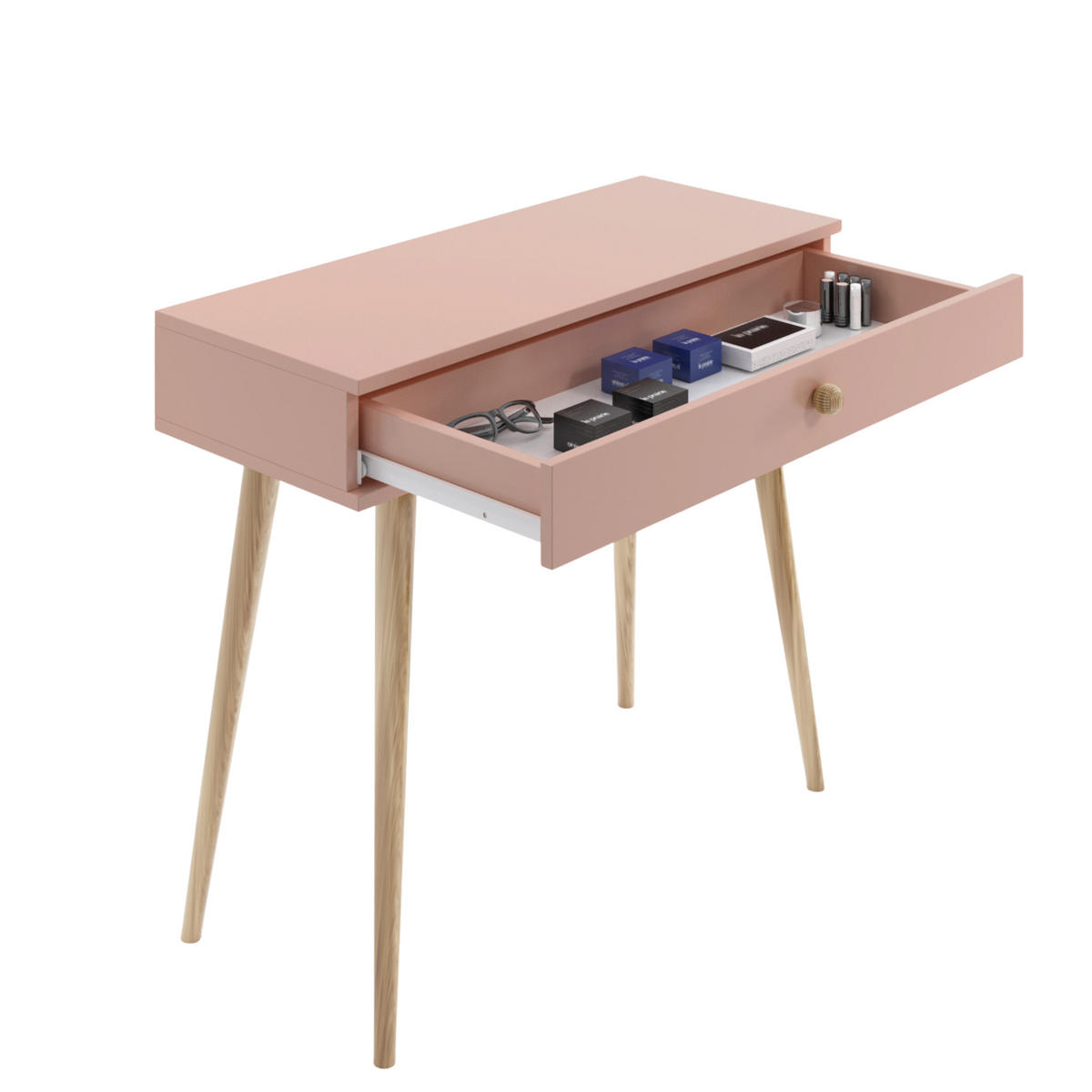 KONSOLE NATURA, 90 cm, Rosa, mit 1 Schublade - Rosa, Holz (90/80/31cm) - Excellent Home