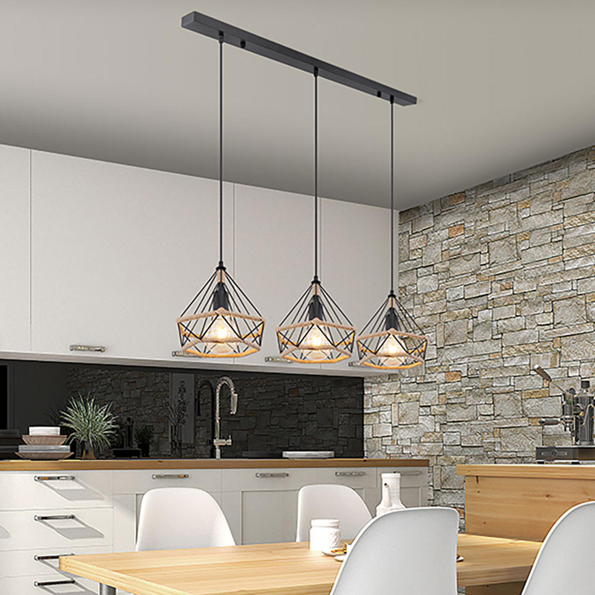 HÄNGELEUCHTE Metall Schwarz 3 Flammig - Schwarz, Metall (100/25/120cm) - Globo Lighting